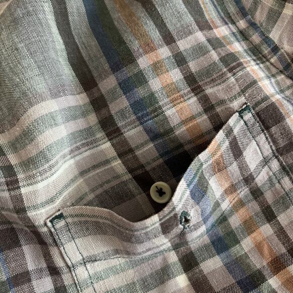 7 For All Mankind linen plaid button down shirt Men's M medium 7FAM - Picture 9 of 9